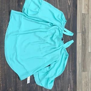 New Directions Light Green Open Shoulder shirt